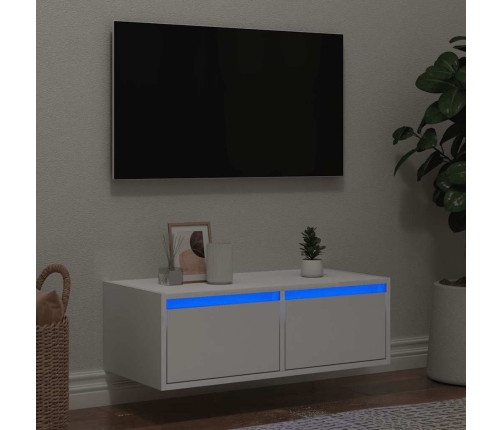 Mueble de TV con luces LED blanco 75x35,5x25 cm