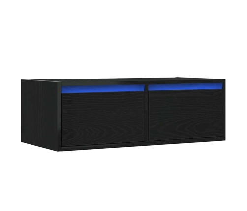 Mueble de TV con luces LED roble negro 75x35,5x25 cm