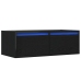 Mueble de TV con luces LED roble negro 75x35,5x25 cm