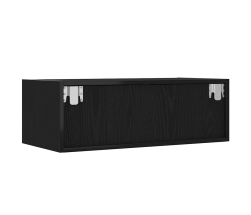 Mueble de TV con luces LED roble negro 75x35,5x25 cm