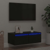 Mueble de TV con luces LED roble negro 75x35,5x25 cm