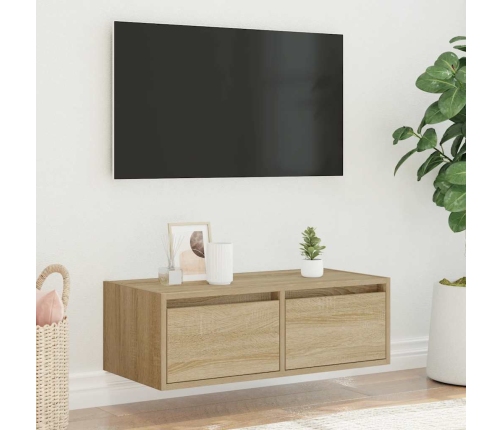 Mueble de TV con luces LED roble sonoma 75x35,5x25 cm