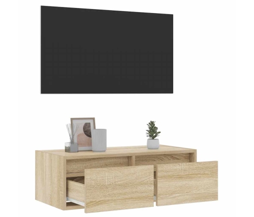 Mueble de TV con luces LED roble sonoma 75x35,5x25 cm