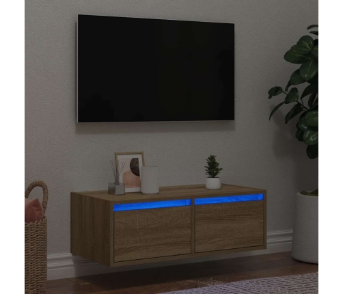 Mueble de TV con luces LED roble sonoma 75x35,5x25 cm