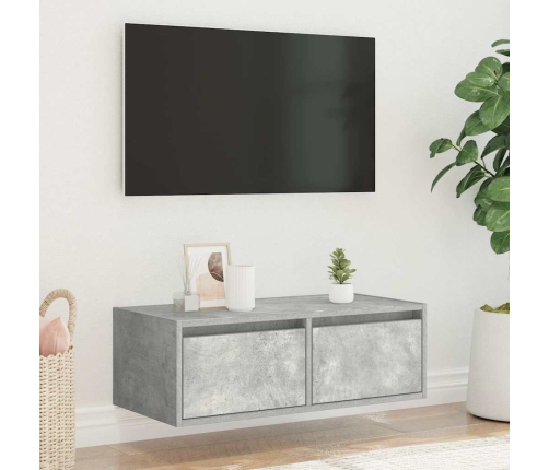 Mueble de TV con luces LED gris hormigón 75x35,5x25 cm