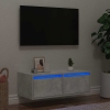 Mueble de TV con luces LED gris hormigón 75x35,5x25 cm