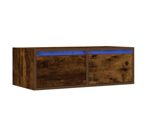 Mueble de TV con luces LED roble ahumado 75x35,5x25 cm