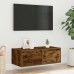 Mueble de TV con luces LED roble ahumado 75x35,5x25 cm