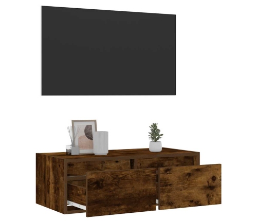 Mueble de TV con luces LED roble ahumado 75x35,5x25 cm