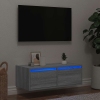 Mueble de TV con luces LED sonoma gris 75x35,5x25 cm