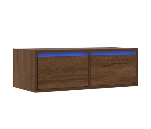 Mueble de TV con luces LED roble marrón 75x35,5x25 cm