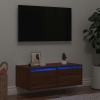 Mueble de TV con luces LED roble marrón 75x35,5x25 cm