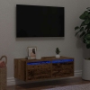 Mueble de TV con luces LED envejecida 75x35,5x25 cm