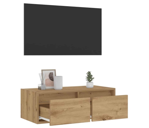 Mueble de TV con luces LED roble artisan 75x35,5x25 cm