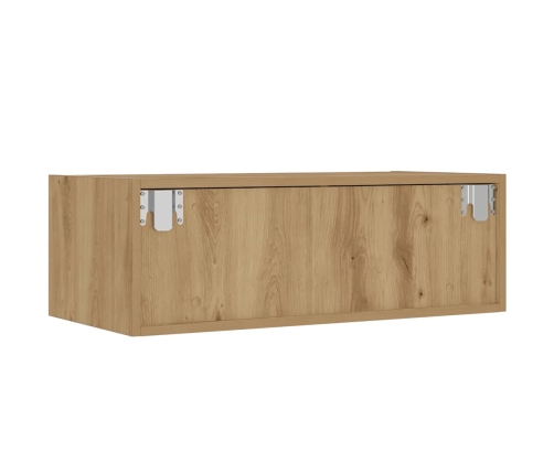 Mueble de TV con luces LED roble artisan 75x35,5x25 cm