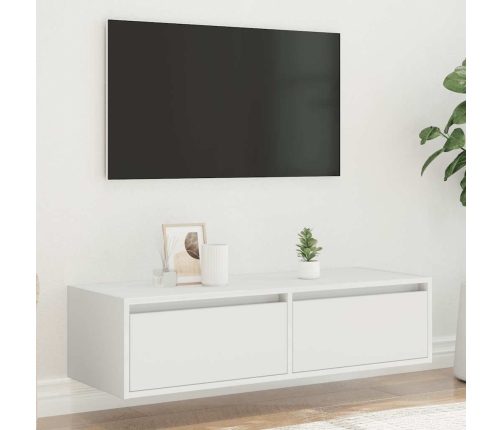 Mueble de TV con luces LED blanco 100X35,5x25 cm