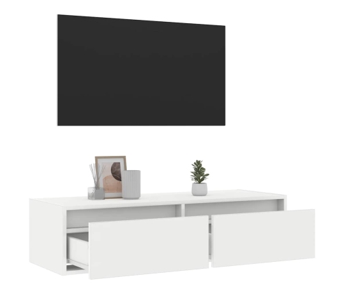 Mueble de TV con luces LED blanco 100X35,5x25 cm