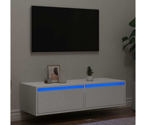 Mueble de TV con luces LED blanco 100X35,5x25 cm