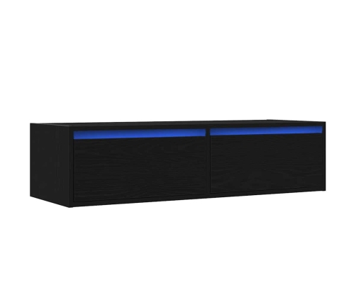 Mueble de TV con luces LED roble negro 100X35,5x25 cm