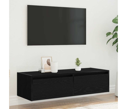 Mueble de TV con luces LED roble negro 100X35,5x25 cm