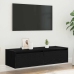 Mueble de TV con luces LED roble negro 100X35,5x25 cm