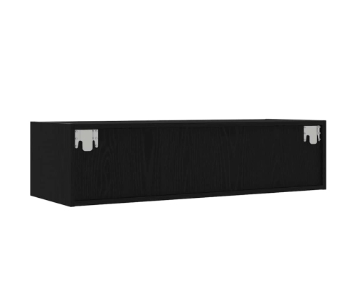 Mueble de TV con luces LED roble negro 100X35,5x25 cm