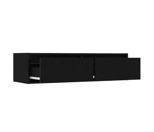 Mueble de TV con luces LED roble negro 100X35,5x25 cm