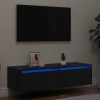 Mueble de TV con luces LED roble negro 100X35,5x25 cm