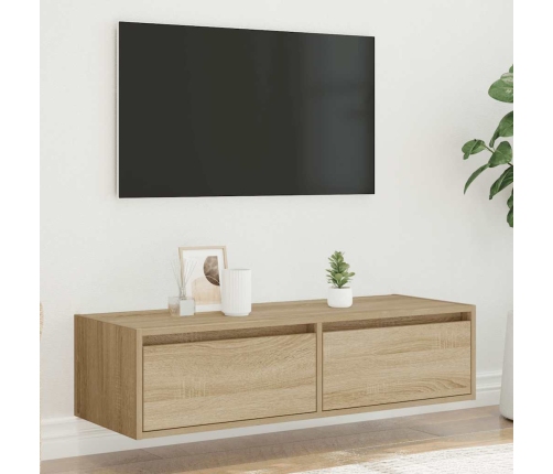 Mueble de TV con luces LED roble sonoma 100X35,5x25 cm