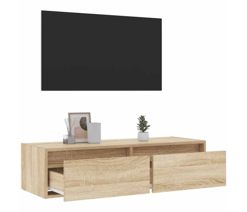 Mueble de TV con luces LED roble sonoma 100X35,5x25 cm