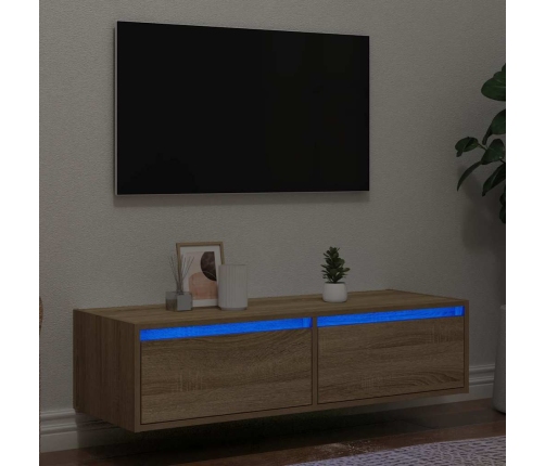 Mueble de TV con luces LED roble sonoma 100X35,5x25 cm