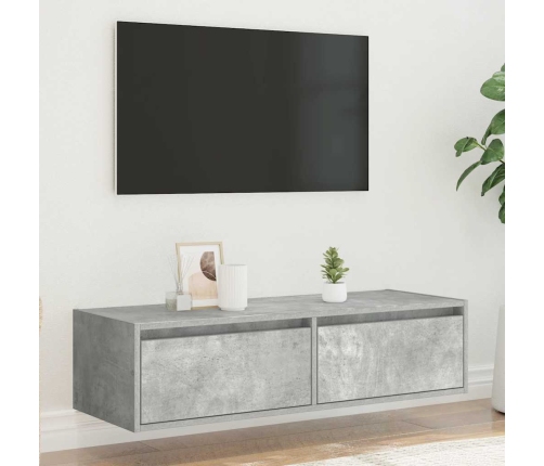 Mueble de TV con luces LED gris hormigón 100X35,5x25 cm