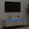 Mueble de TV con luces LED gris hormigón 100X35,5x25 cm