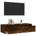 Mueble de TV con luces LED roble ahumado 100X35,5x25 cm