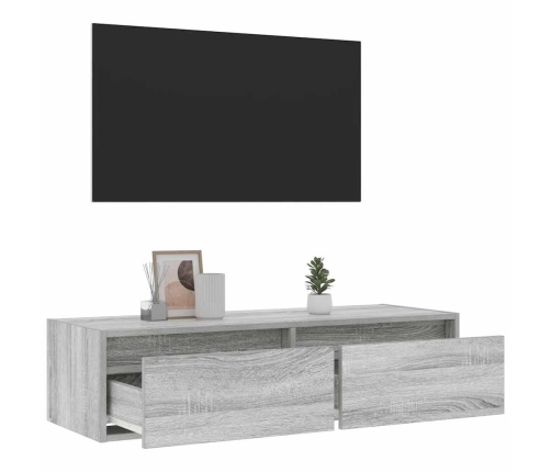 Mueble de TV con luces LED sonoma gris 100X35,5x25 cm