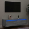 Mueble de TV con luces LED sonoma gris 100X35,5x25 cm