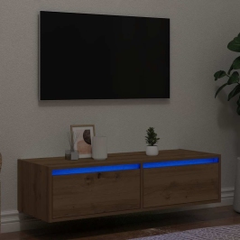 Mueble de TV con luces LED roble artisan 100X35,5x25 cm