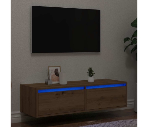 Mueble de TV con luces LED roble artisan 100X35,5x25 cm