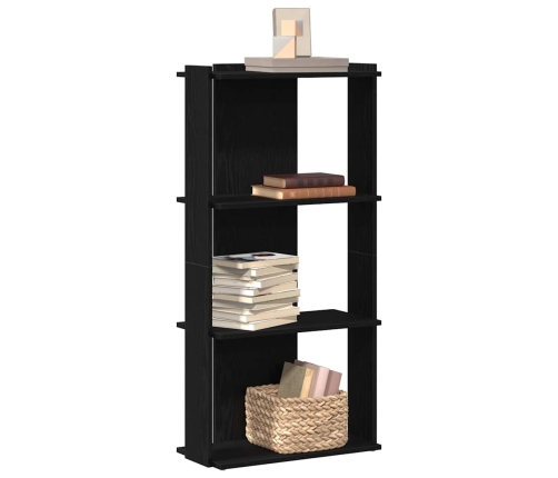 Librería de 3 estantes madera de ingeniería negro 60x30x120 cm