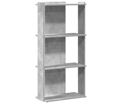 Librería de 3 niveles madera gris hormigón 60x30x120 cm