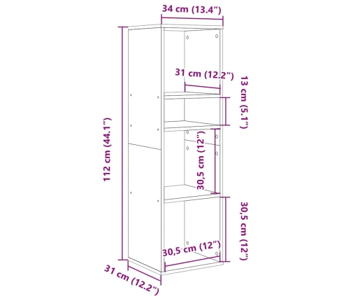 Estantería de madera ingeniería roble artisan 34x31x112 cm