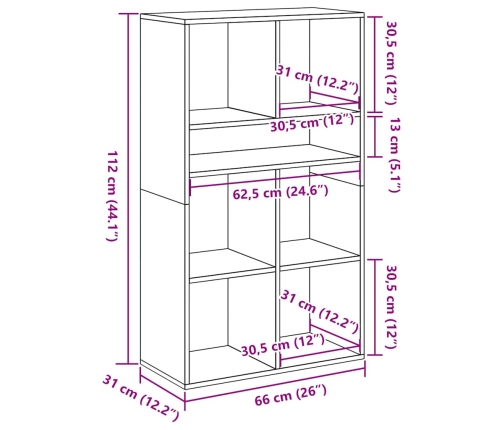 Estantería madera ingeniería negra 66x31x112 cm