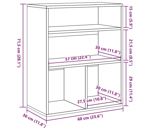 Estantería madera ingeniería gris sonoma 60x30x71,5 cm