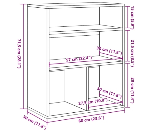 Estantería madera ingeniería madera envejecida 60x30x71,5 cm