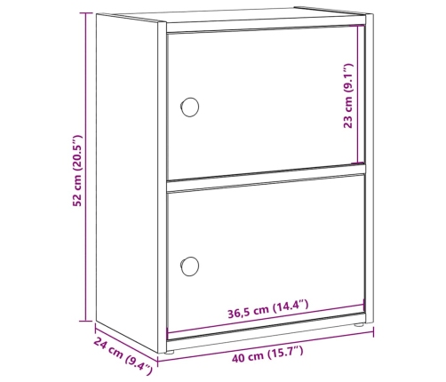 Estantería de madera de ingeniería gris hormigón 40x24x52 cm