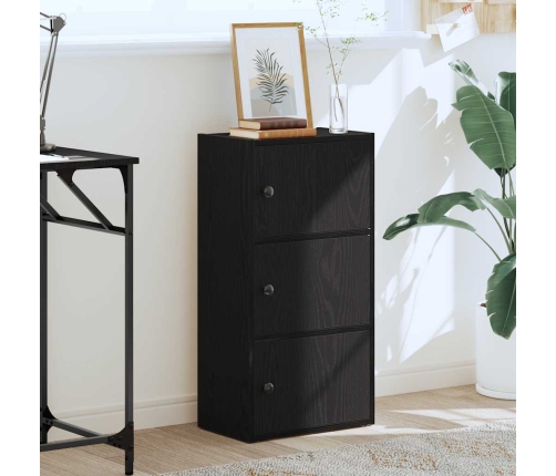 Librería de madera contrachapada roble negro 40x24x77 cm