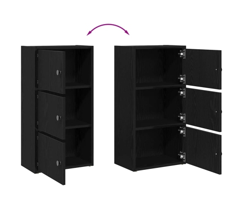 Librería de madera contrachapada roble negro 40x24x77 cm