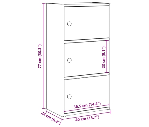 Estantería madera de ingeniería roble ahumado 40x24x77 cm