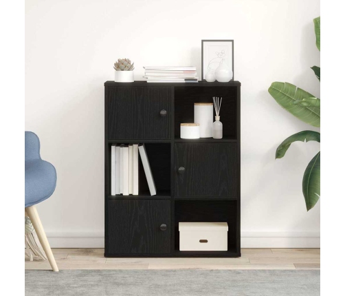 Librería de madera contrachapada roble negro 60x24x76,5 cm