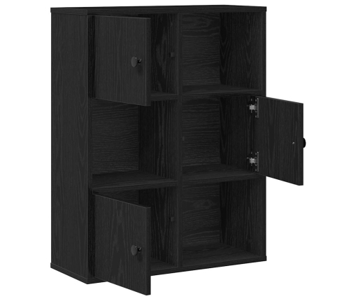 Librería de madera contrachapada roble negro 60x24x76,5 cm